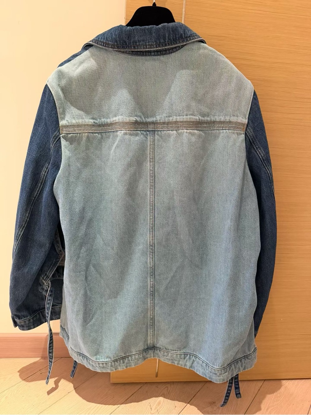 🚩steal Loewe Blue Denim Jacket with Tan Leather Patch - Picture 2 of 9